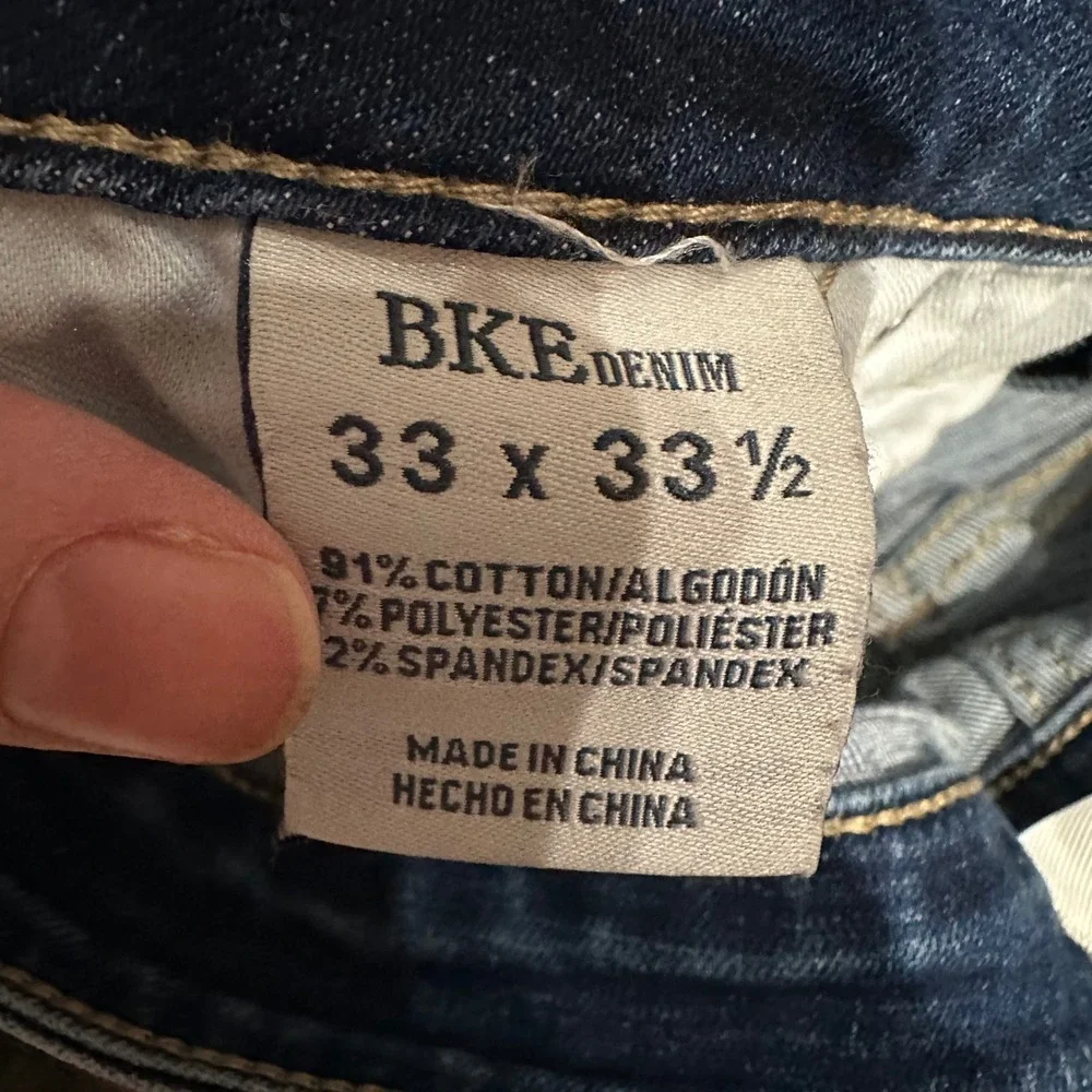BKE Billie High Rise Slim Fit Bootcut Jeans Womens 33 Distressed Raw Hem ALTERED